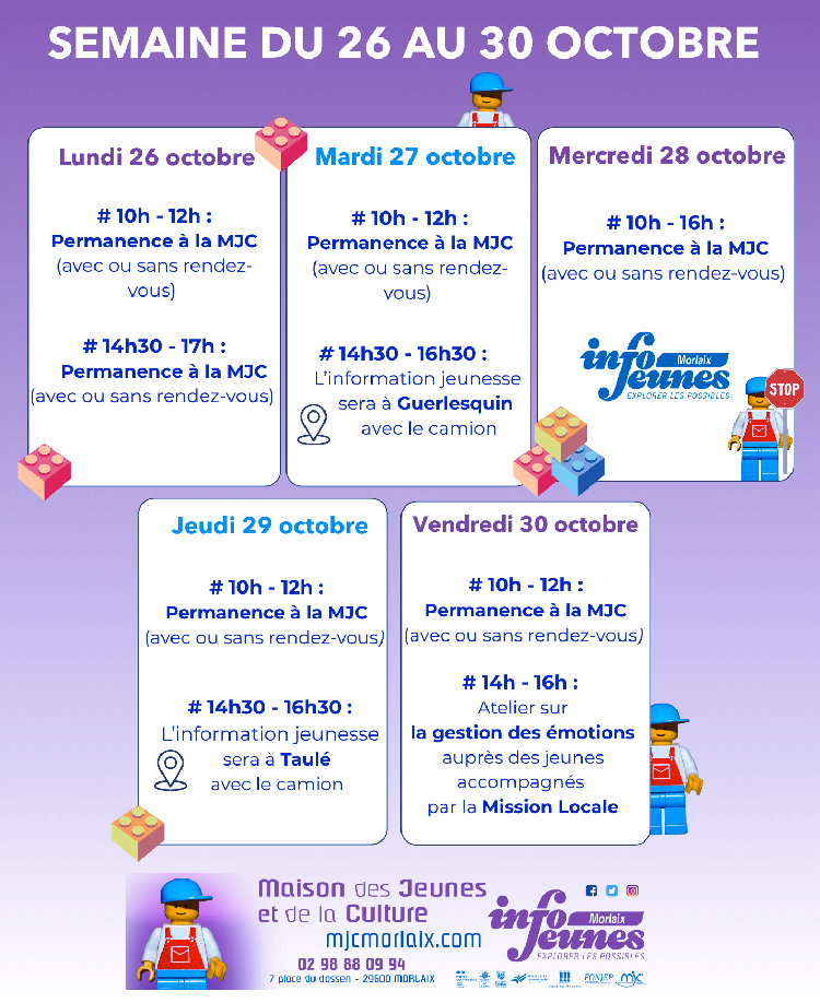 Vacances d&rsquo;Automne 2026 - Service Informations Jeunesse - MJC Morlaix